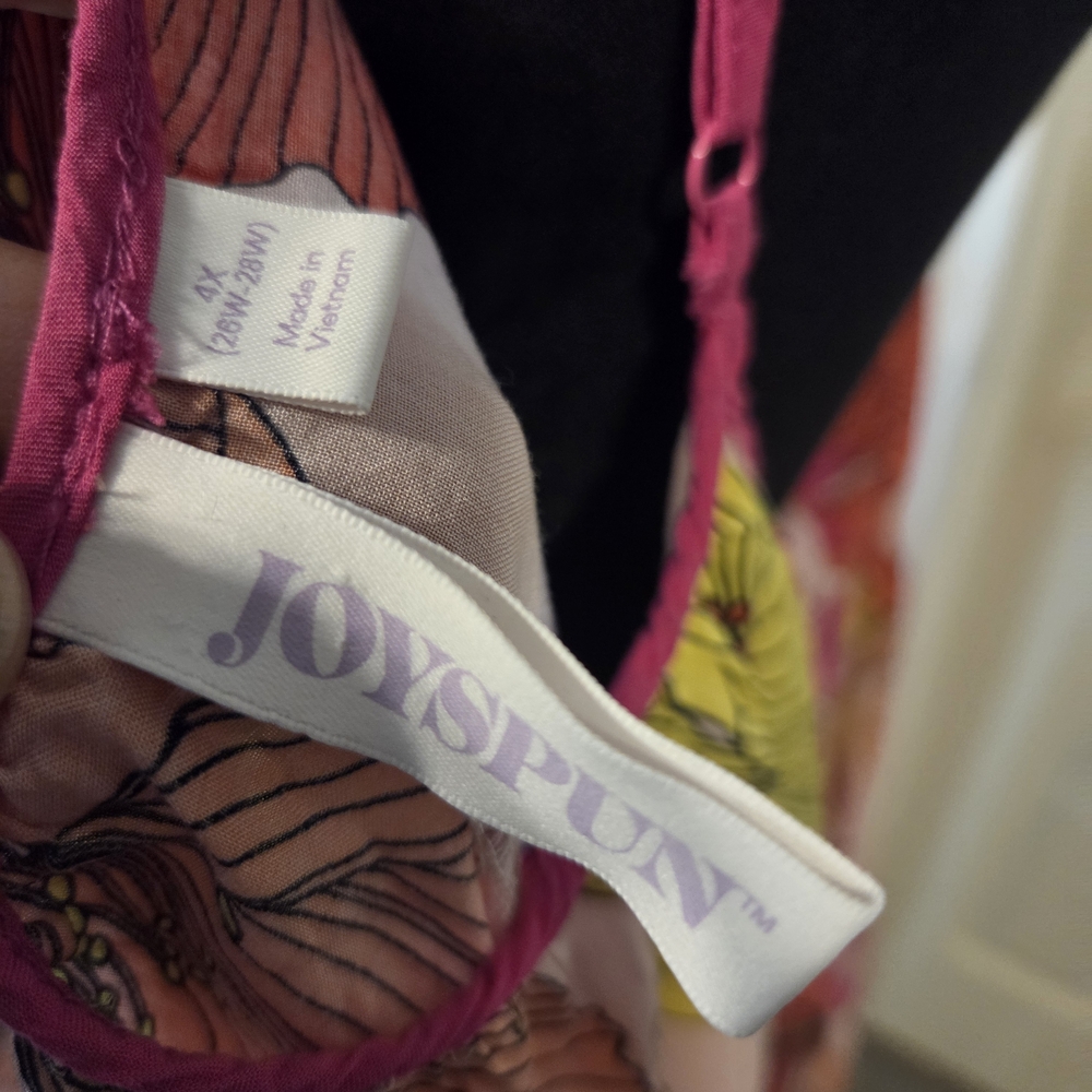 Joyspun Floral Spaghetti Strap Maxi Dress Pink Yellow Blossom Flowy Summer - Picture 10 of 16